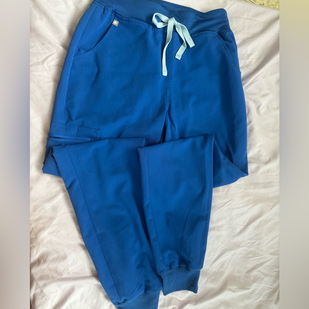 Figs - Zamora High Waisted Jogger Scrub Pants- Royal Blue